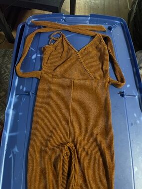 Fashion Nova Ribbed One-Piece Bodysuit in Rust Orange